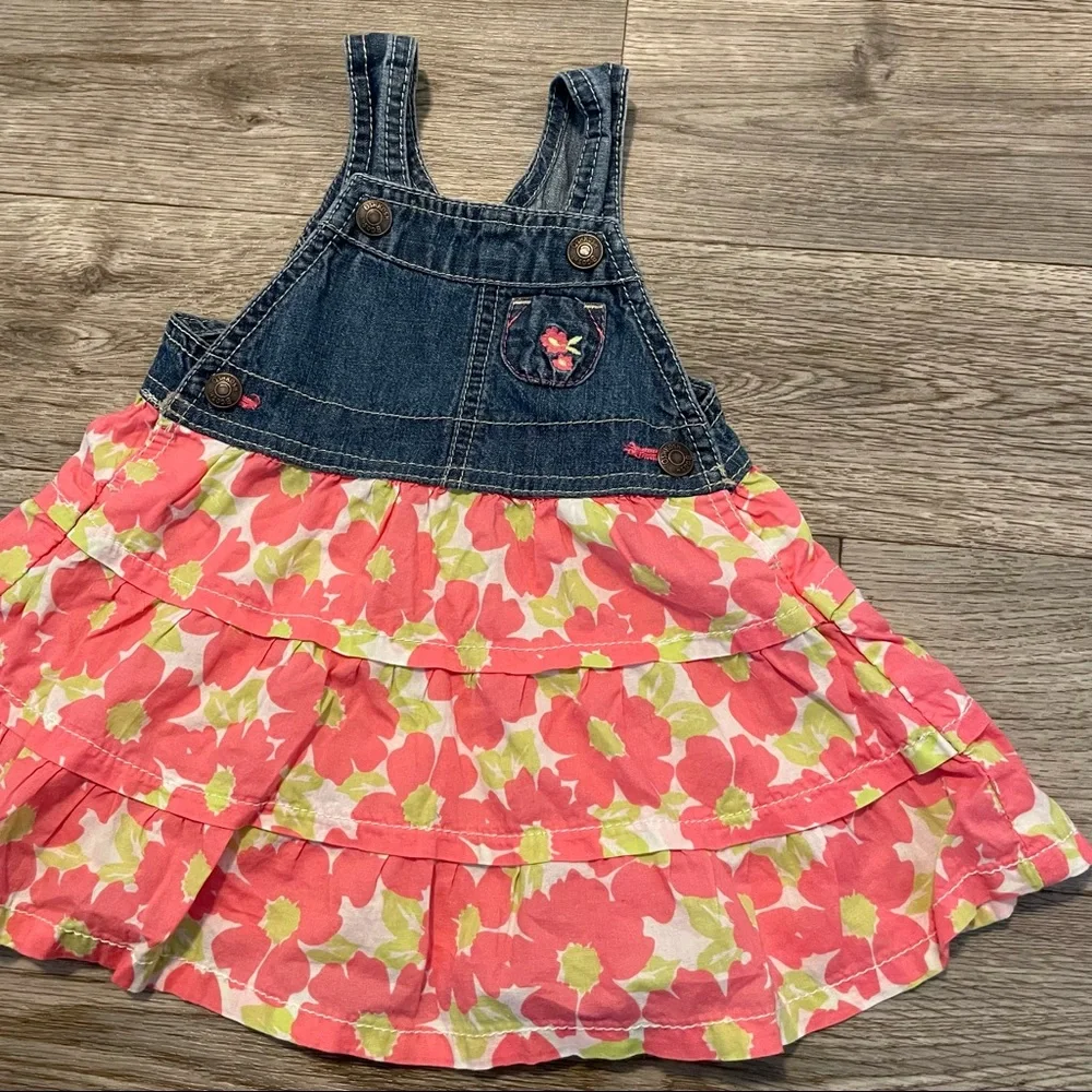 Osh Kosh Floral Jumper Dress Girls 12mo